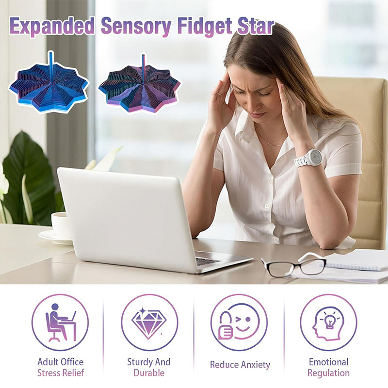 3D Printed Expanded Sensory Fidget Star Toy New Decagram Fidget Star
