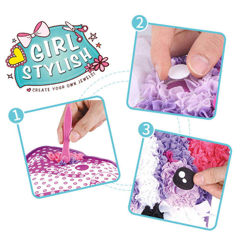 Aijh DIY Art Craft Kit Creative Plush Craft Handcrafted Hug Pillow Doll Kids Fabric Heart-Shaped Pillow Toys