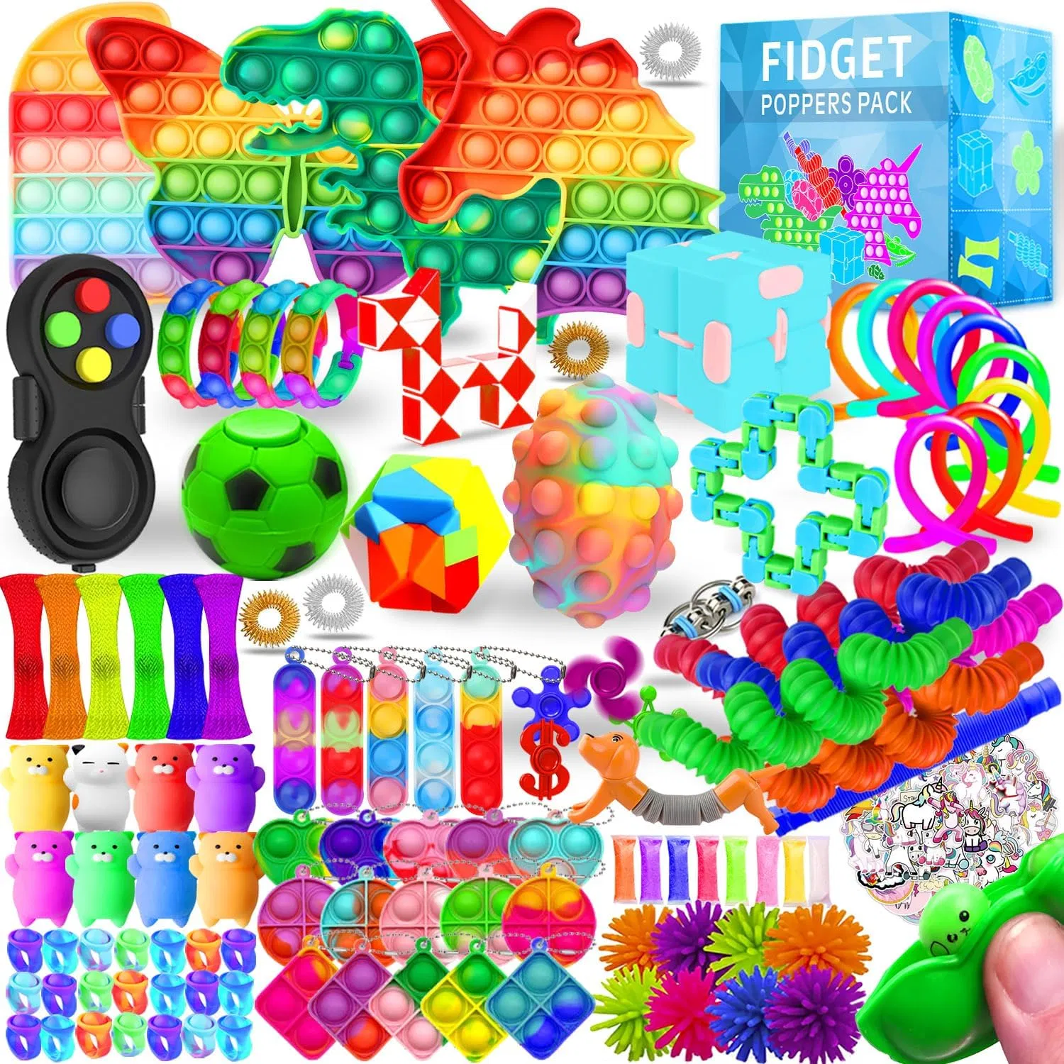 120 Pack Fidgets Set Stocking Stuffers for Kids Party Favors Autism Sensory Toy Bulk Adults Kids Boys Girls Teens Stress Autistic Adhd Anxiety Carnival Treasure