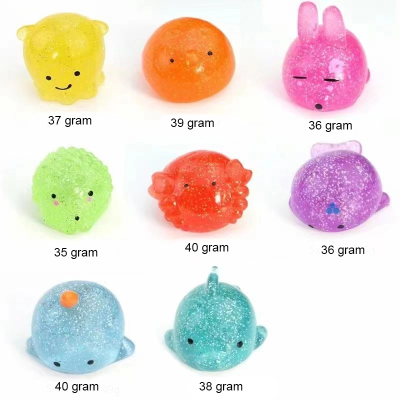 Big Glitter Animal Mochi Fidget Squishy Decompression Toys for Kids