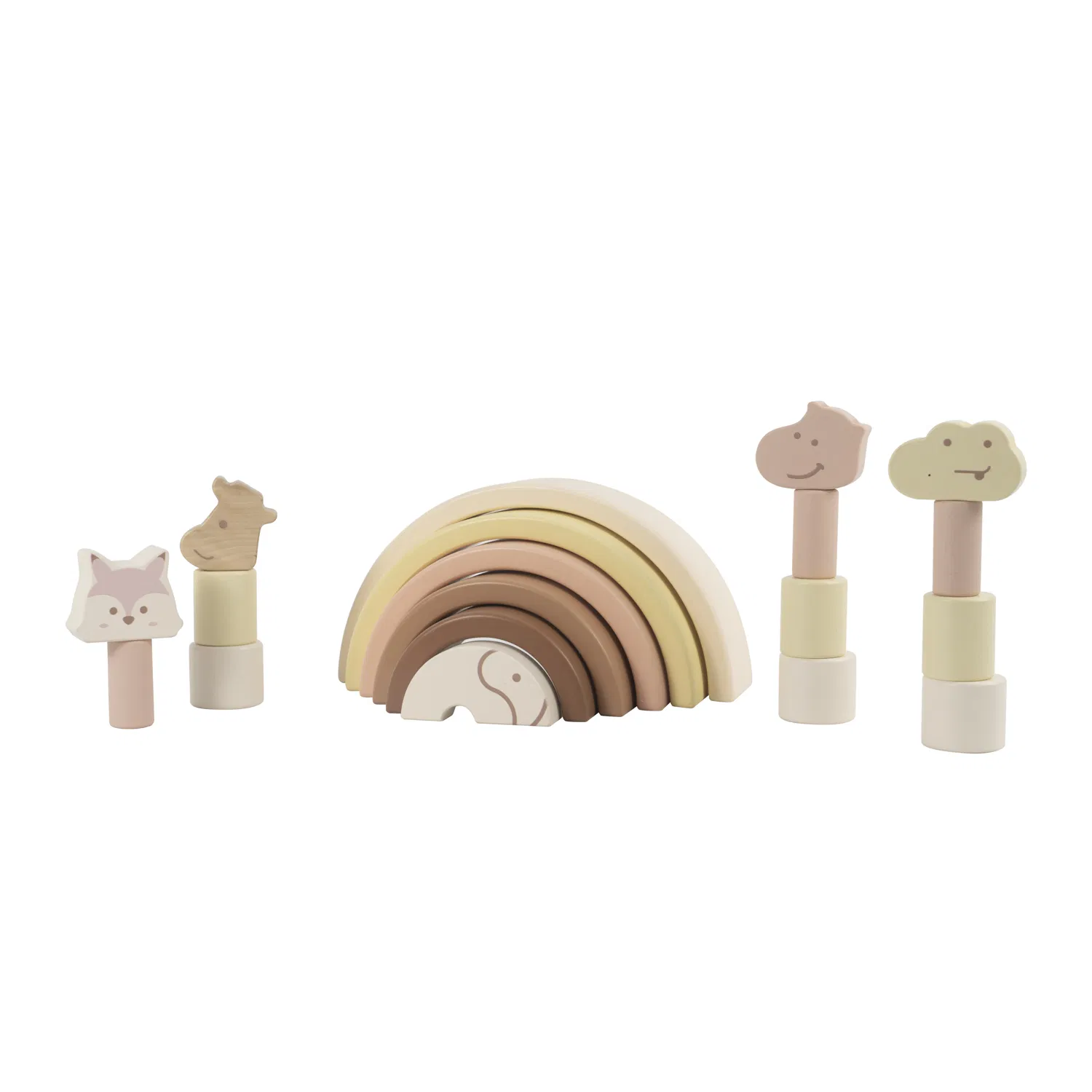 Woden Educational Intellectual Montessori Wholesale Baby Kids Children DIY Puzzle Toys Rainbow Bridge Set Tower Toy