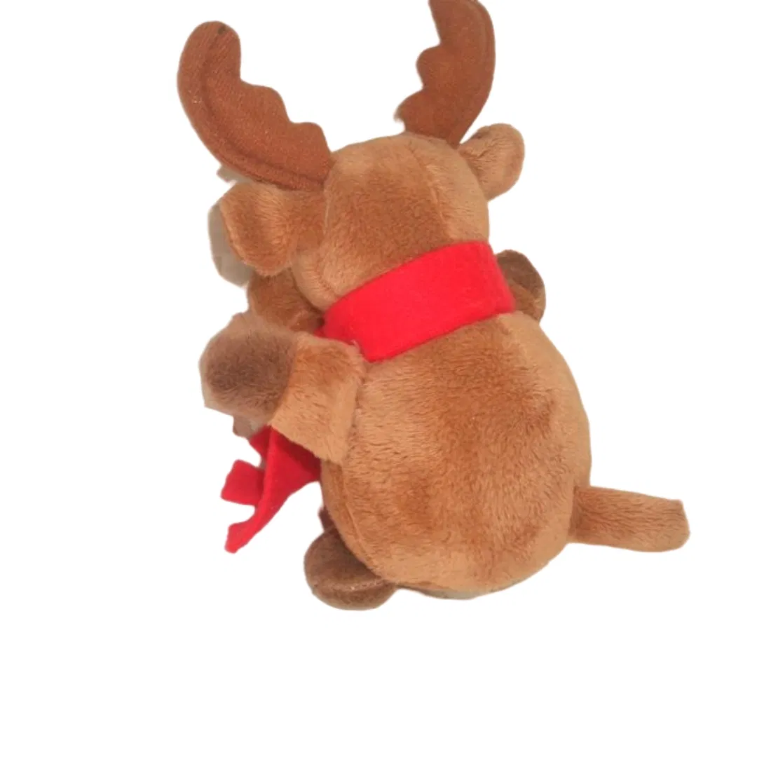 Christmas Mascot Moose Soft Plush Toy Stuffed with Scarf Gift
