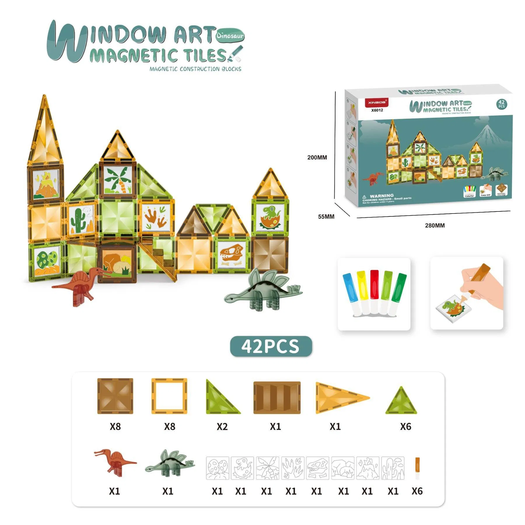 Magnetic Tiles for Kids Color Glue Painting Building Blocks DIY Toys Magnetic Tiles Art Creative Sets