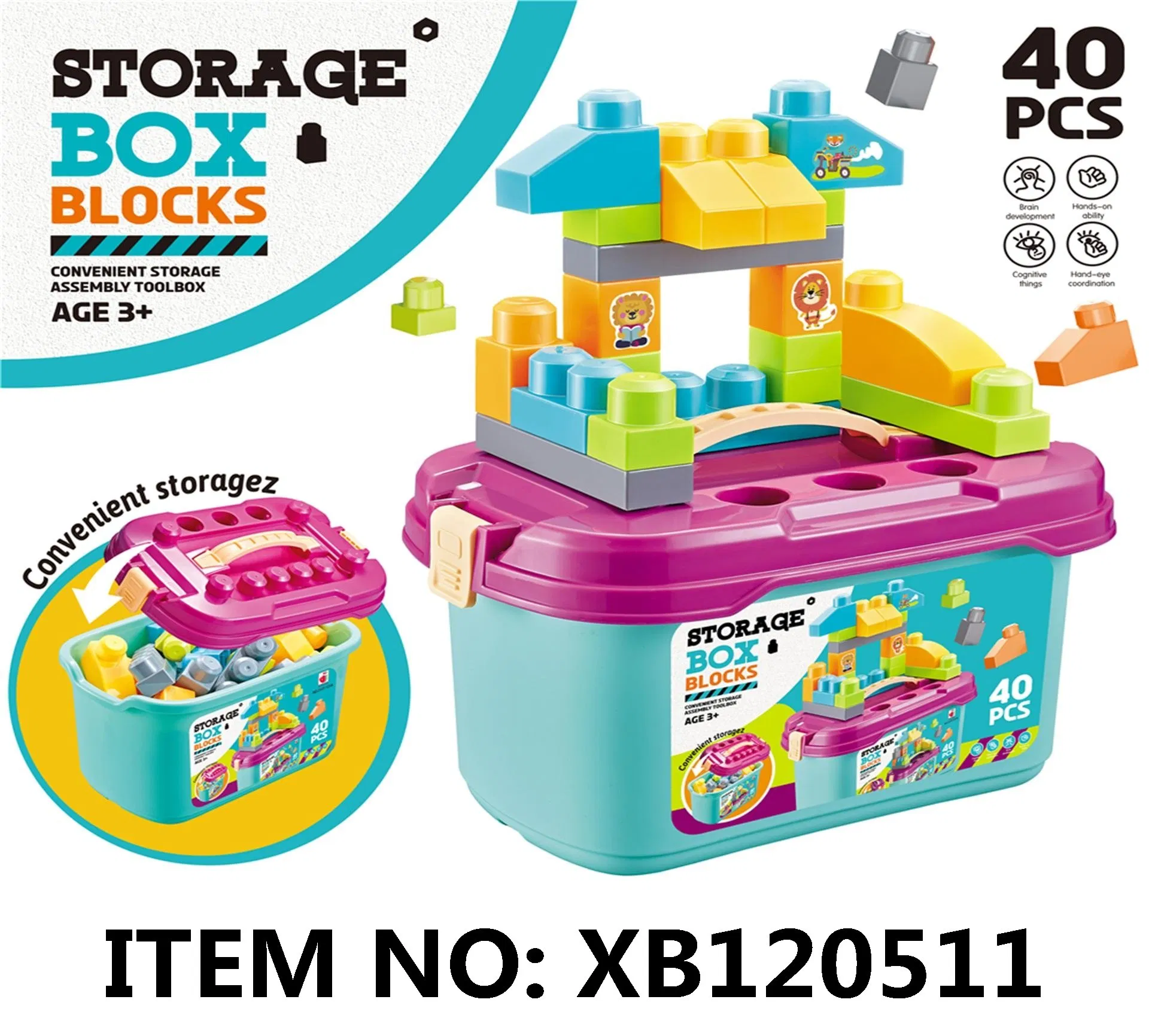 Xinbo Hot Sale Amazon Children Lego Amazing DIY Bucket Storage Assembly 40PCS Big Large Toy Plastic Building Block for Kids