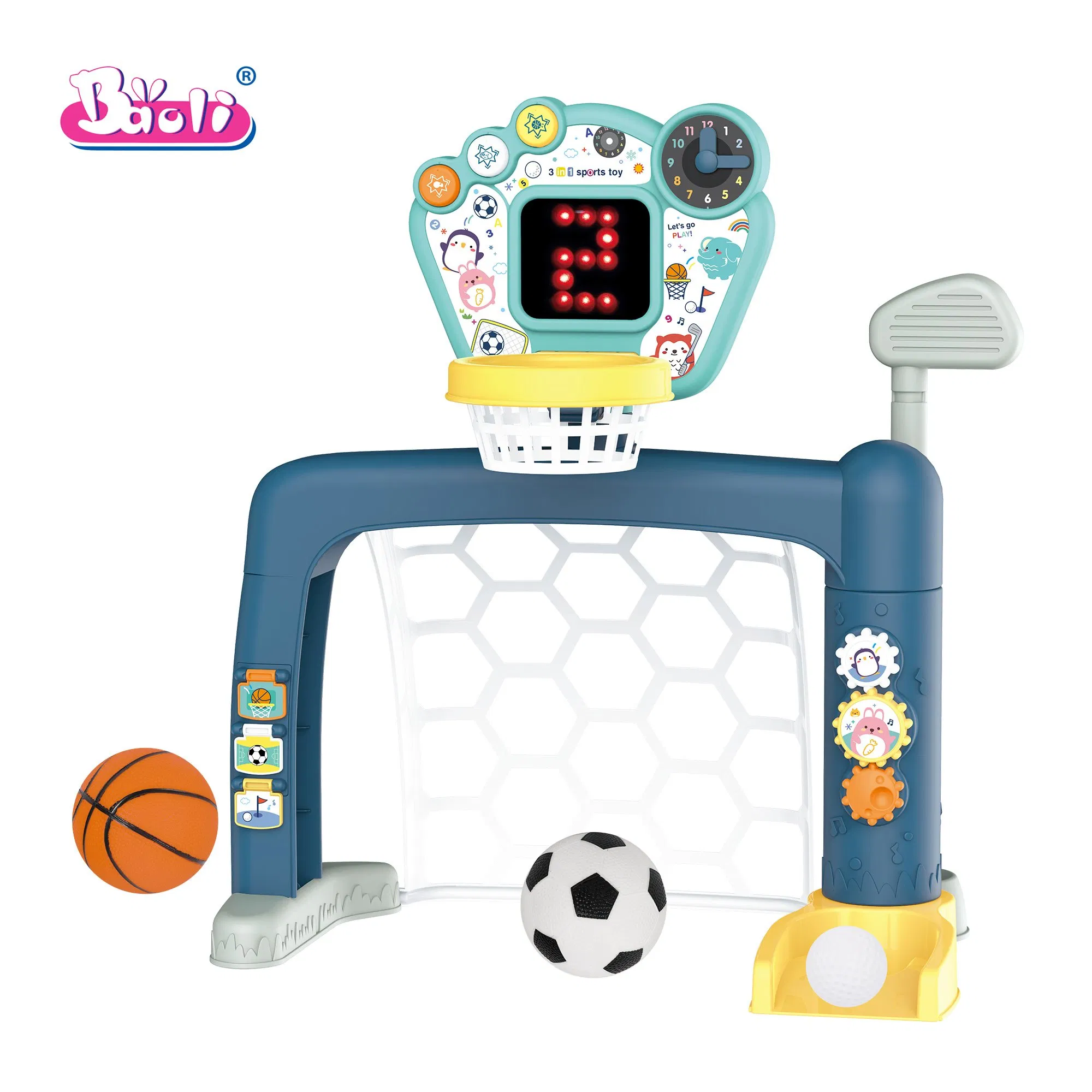Baoli Kids 3-in-1 Sports Activity Center Toy with Basketball Educational Musical Toy