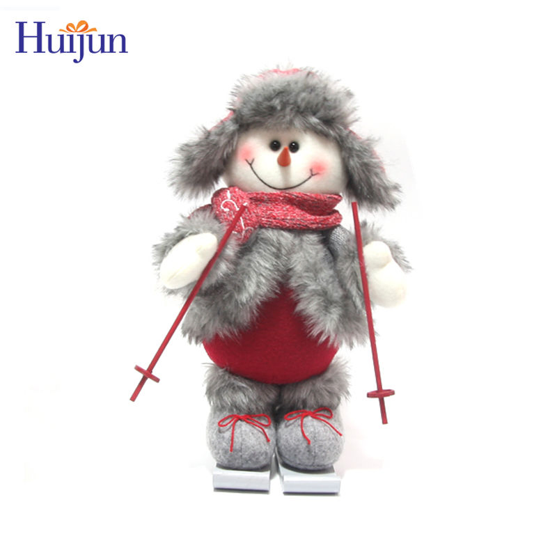Wholesale Set of 3 Sleigh Santa Claus Navidad Stuffed Christmas Plush Snowman Reindeer Standing Doll for Xmas Holiday Home Decor