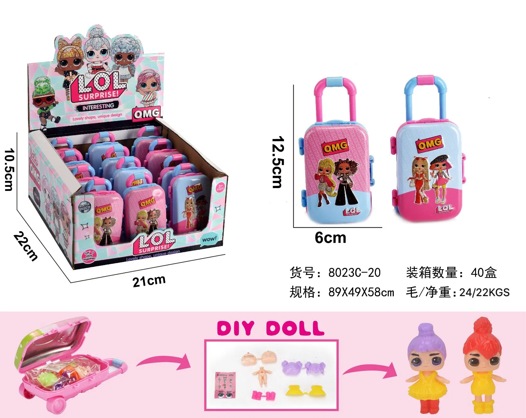 Fashion Girl DIY Doll Packed in Mini Trolley Case Luggage Shaped