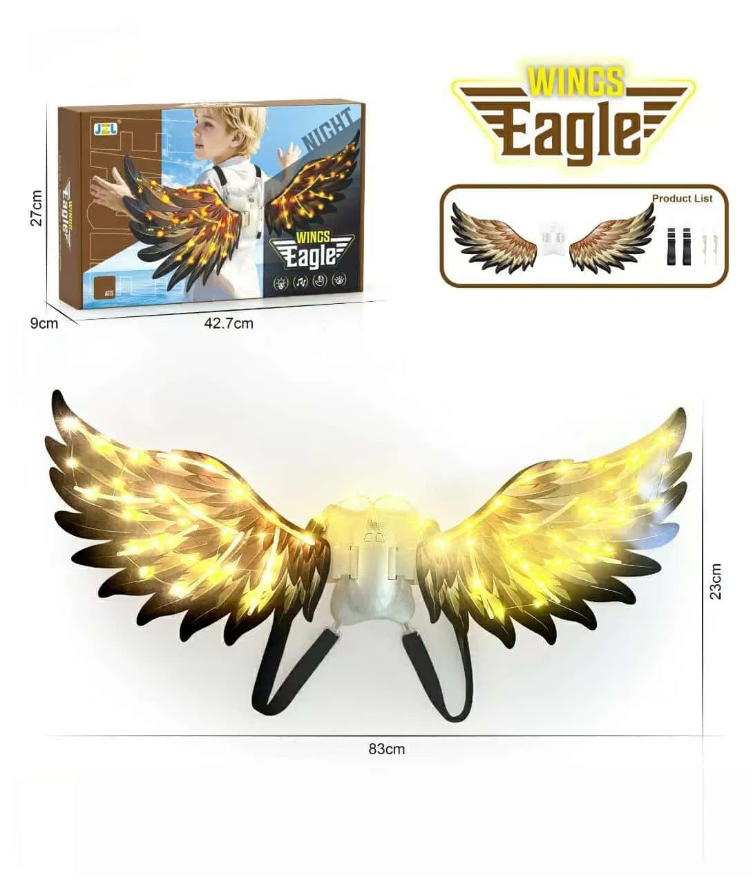 Wholesale Bird Wings Eagle Costumes for Kids Dress up Toys Parrot Halloween Role Play Animal Party LED Wings Toys for Kids Children in Outdoor Indoor