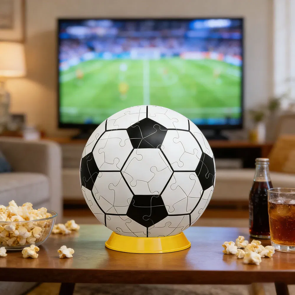 60PCS DIY Building Football Toy 3D Soccer Ball Puzzle Toys with 13 Color Remote Light Educational Gift for Kids Fans Home Decor