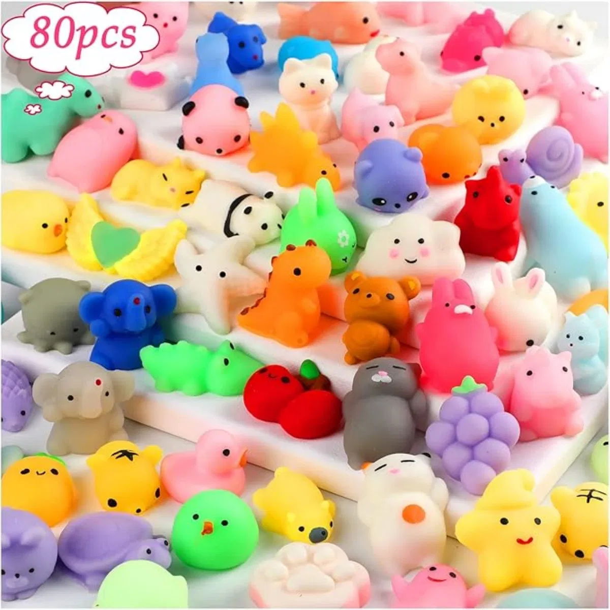 Mochi Squishy Toys, Mini Kawaii Squishy Fidget Toys Bundles Squishies Party Favors for Kids Gift for Easter Basket Stuffers Egg Fillers Birthday Classroom Prize