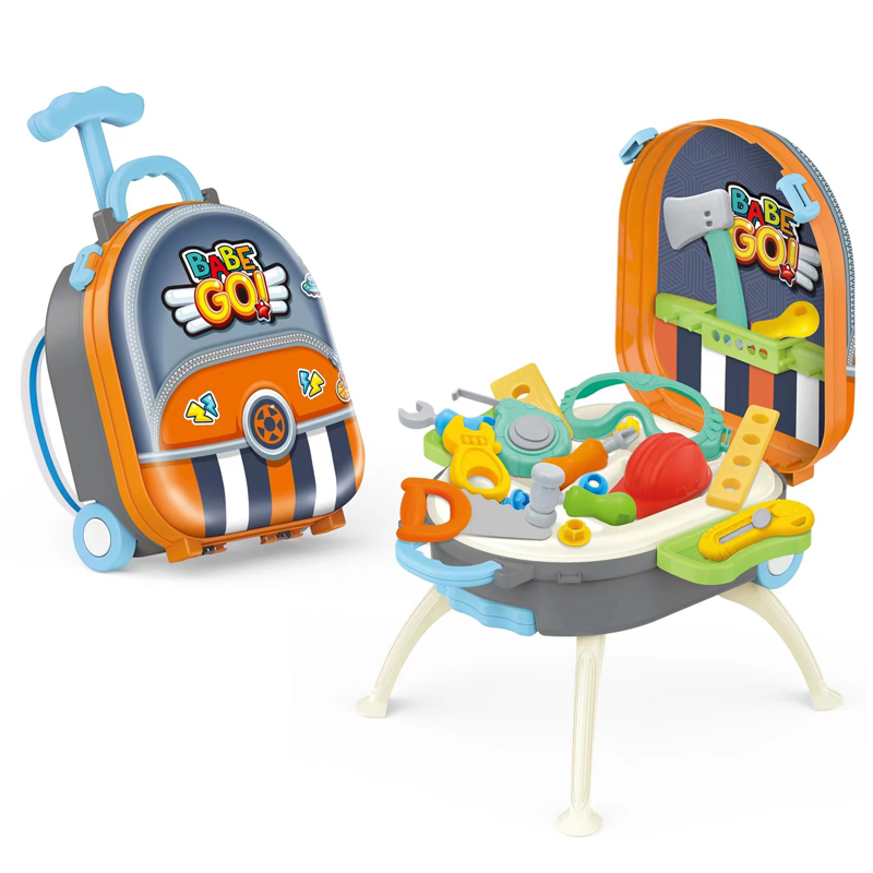 Wholesale Children Girls Plastic Makeup Set 4 in 1 Portable Trolley Case Beautiful Toys Pretend Play Toys