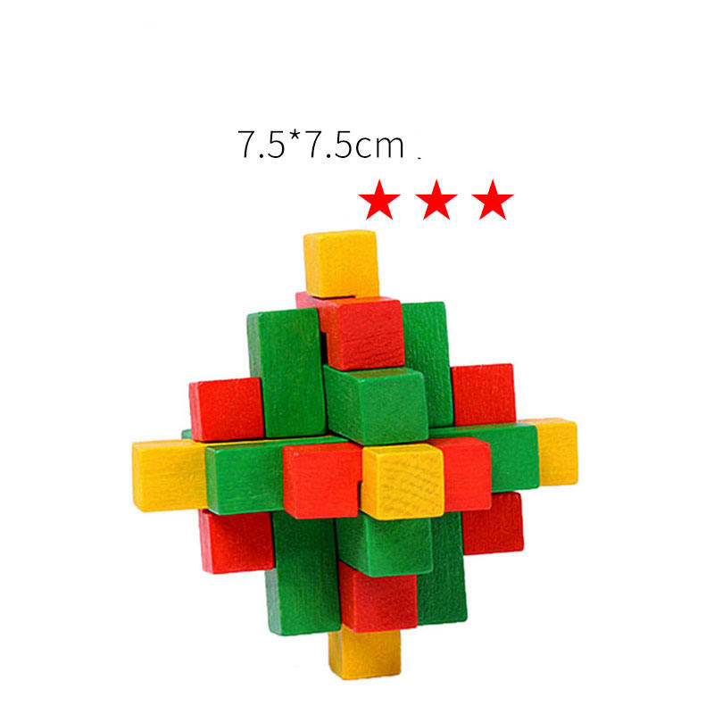 3D Wooden New Design Iq Brain Teaser Lock Interlocking Intelligence Anti-Stress Wood Puzzles Game Toy for Adults Kids