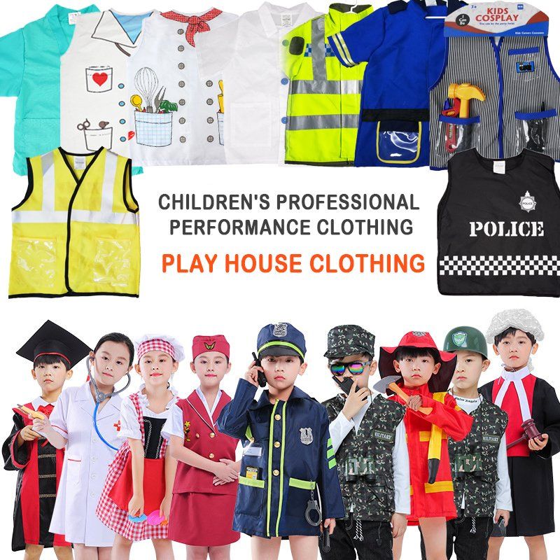 AiJH Wholesale Kid Cosplay Role Doctor Costume Pretend Firemen Play Cosplay Show Dress up Children Costume Toy