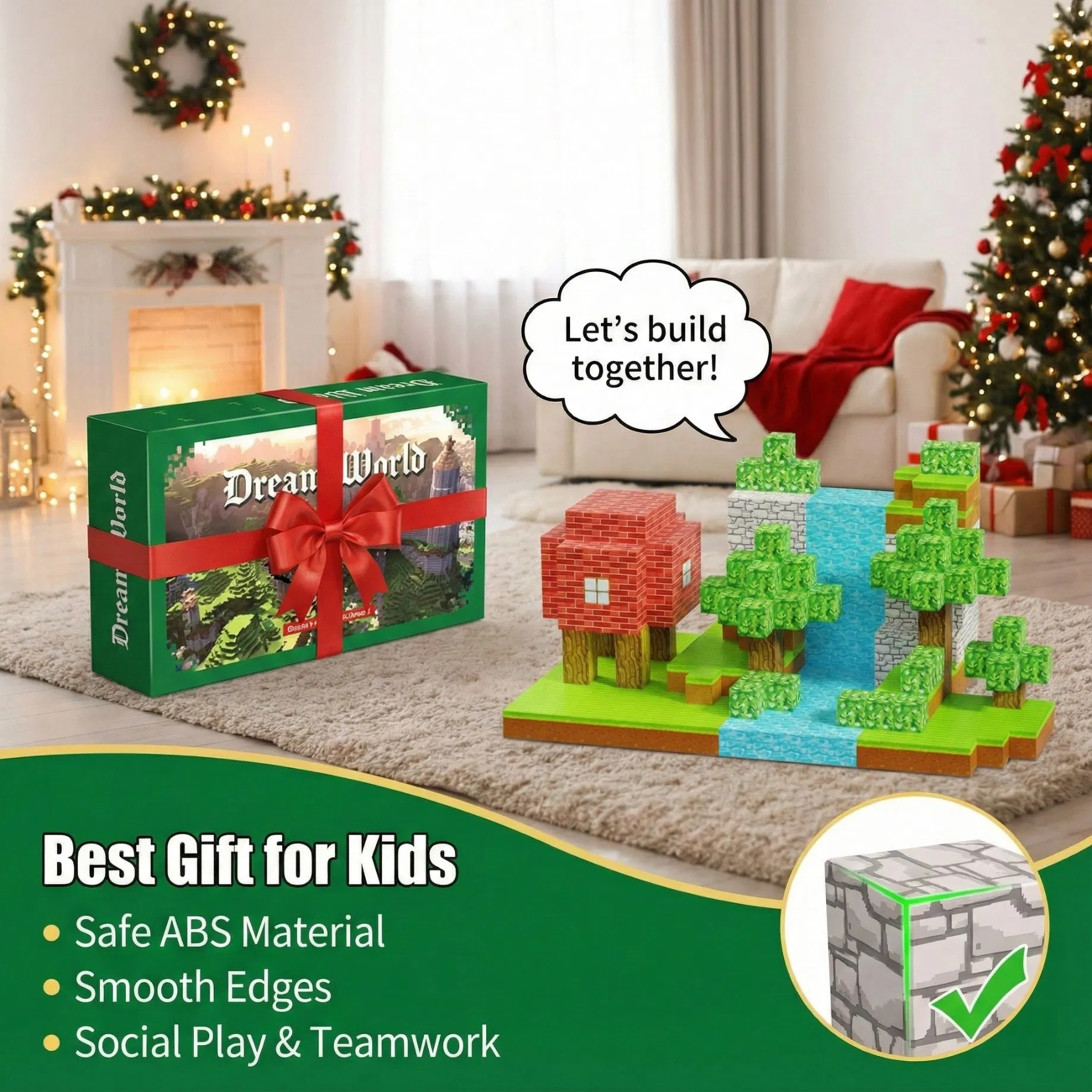 AiJH 449 PCS Building Blocks Set Stem Montessori Stacking Sensory Educational Toys Building World Set Christmas Birthday Gifts Toys