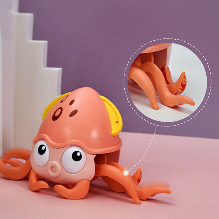 Plastic Electric Music Light up Induction Crawling Walking Octopus Baby Bath Moving Toy Animal