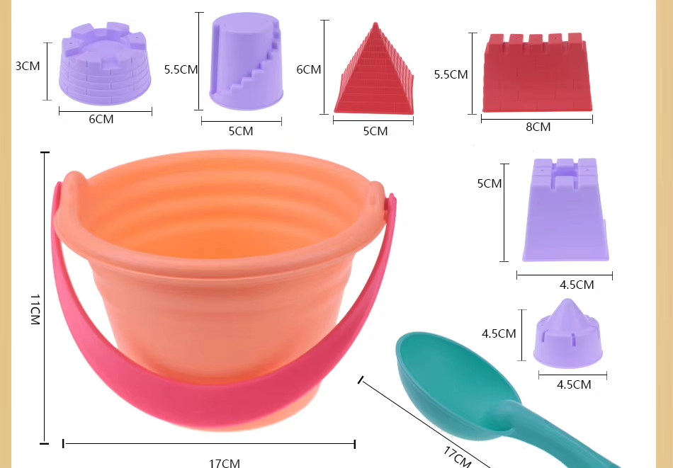 Best Selling Summer Children's Beach Toy Set Silicone Beach Toys Outdoor Castle Play Kids Beach Toys