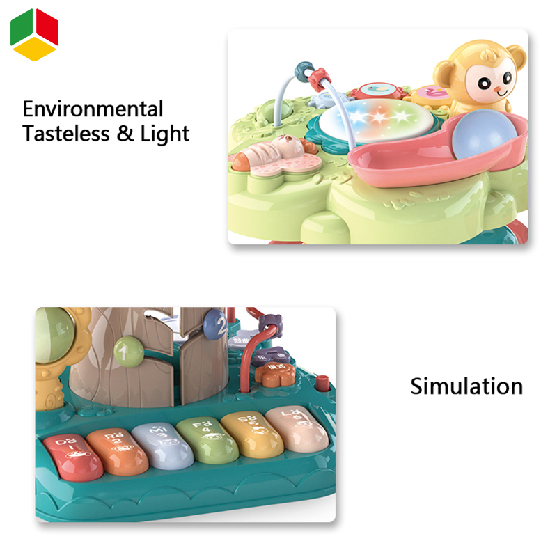 QS Baby Multi-Function Early Education Learning Cartoon Light Beat Drum Gear Piano Keyboard Musical Toys