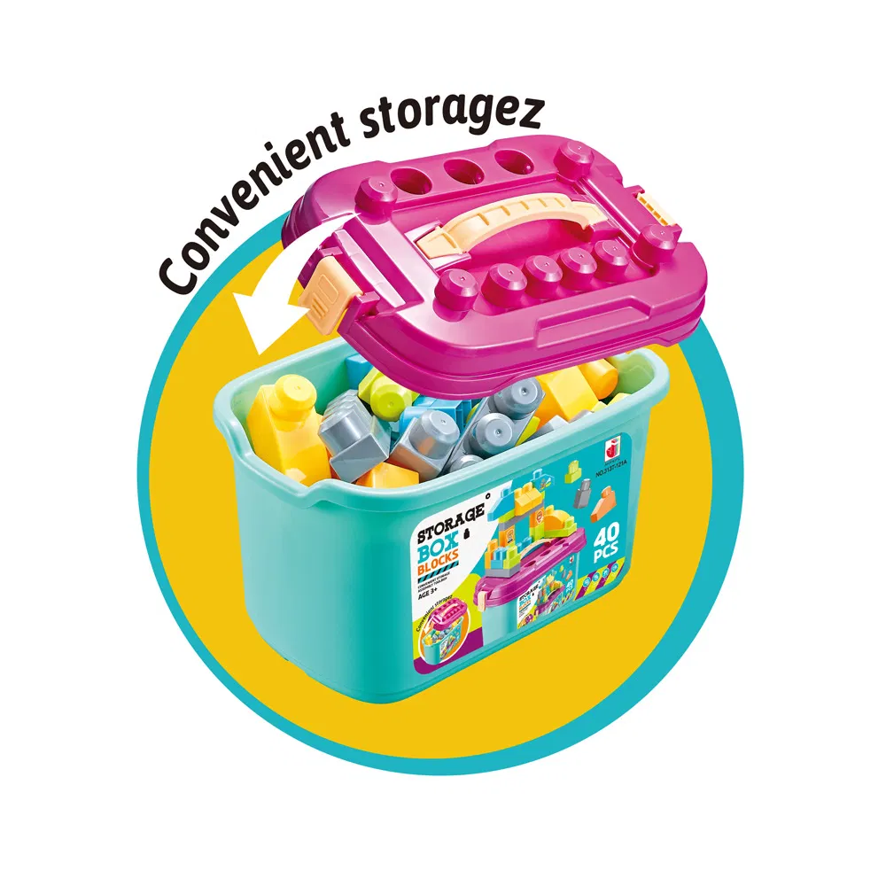 Xinbo Hot Sale Amazon Children Lego Amazing DIY Bucket Storage Assembly 40PCS Big Large Toy Plastic Building Block for Kids