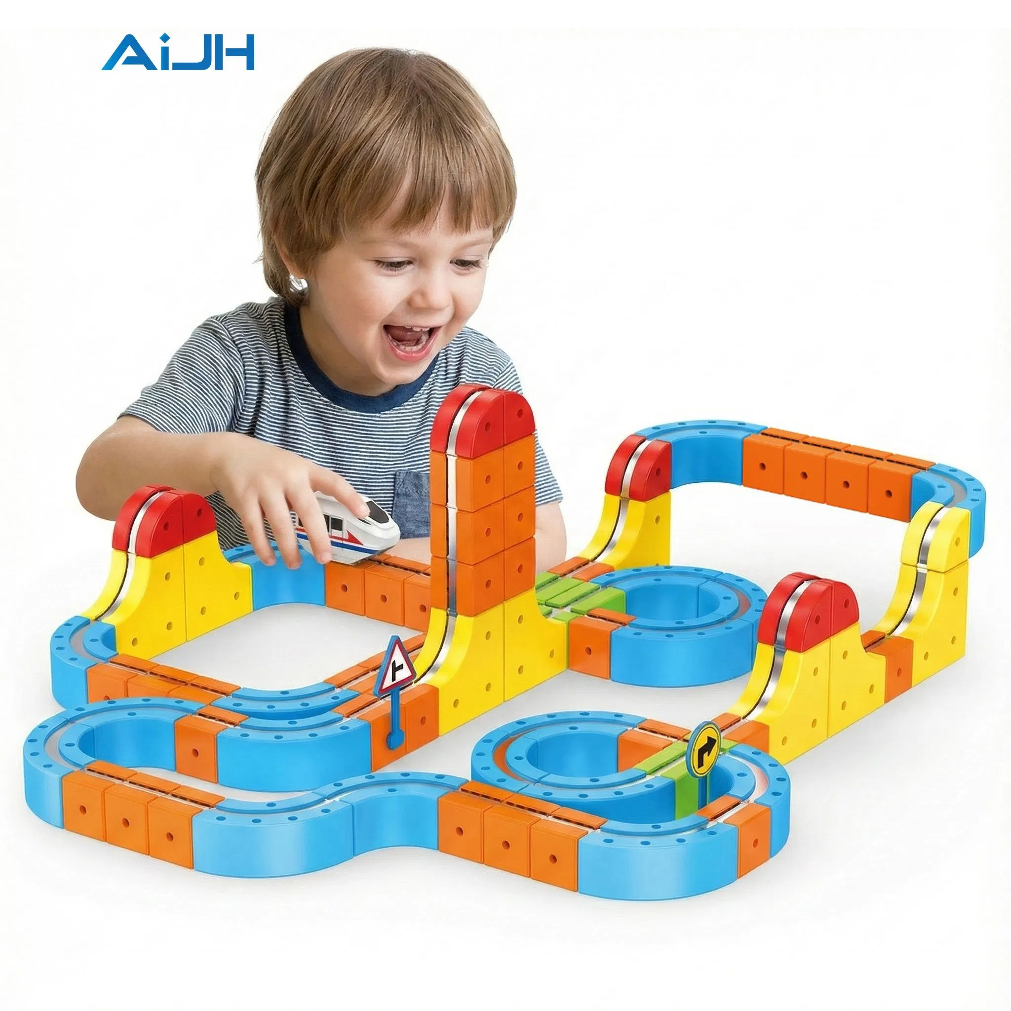 AiJH Electric DIY Track Sets Flexible Race Track Building Gravity-Defying DIY Intelligence Blocks Stem Toy