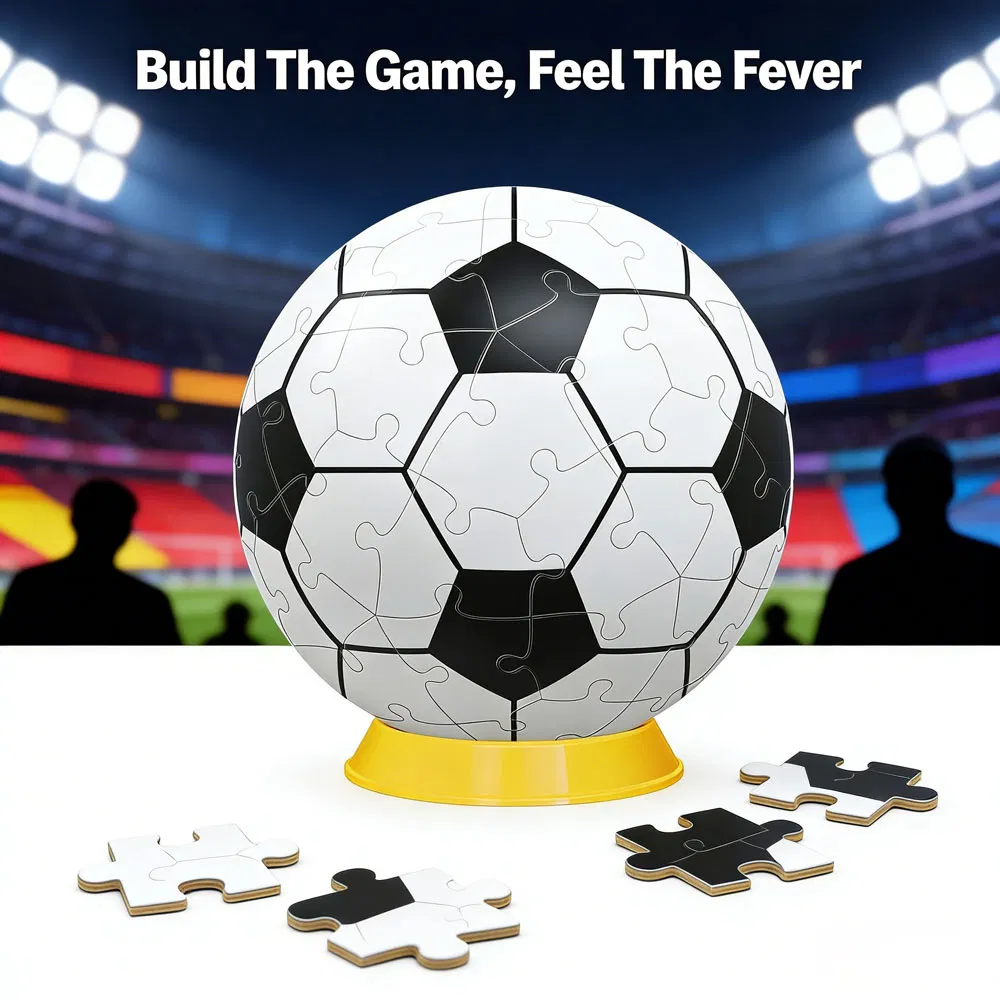 60PCS DIY Building Football Toy 3D Soccer Ball Puzzle Toys with 13 Color Remote Light Educational Gift for Kids Fans Home Decor