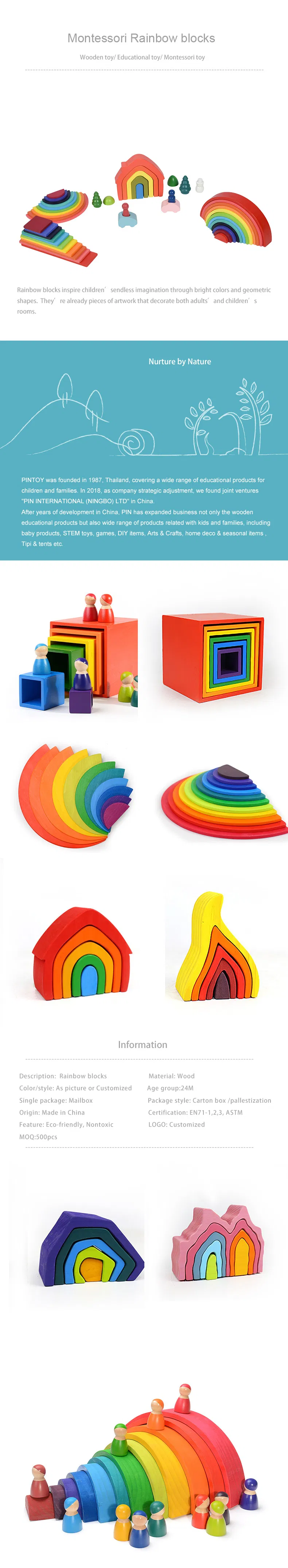 Wooden Rainbow Arch Stacking Montessori Toys