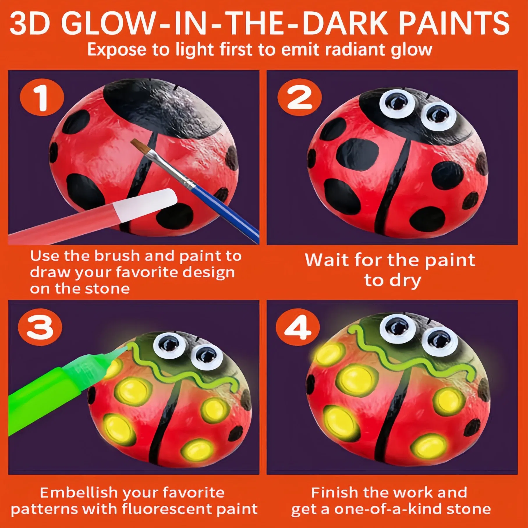 Wholesale Creative Glow in The Dark Rock Painting Set for Children's DIY Art Educational Toy