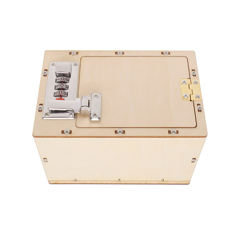 DIY Wooden Mechanical Lock Password Box Children Handmade Building Model Toys Stem Fun Science Experiment Kit for Kids Gift
