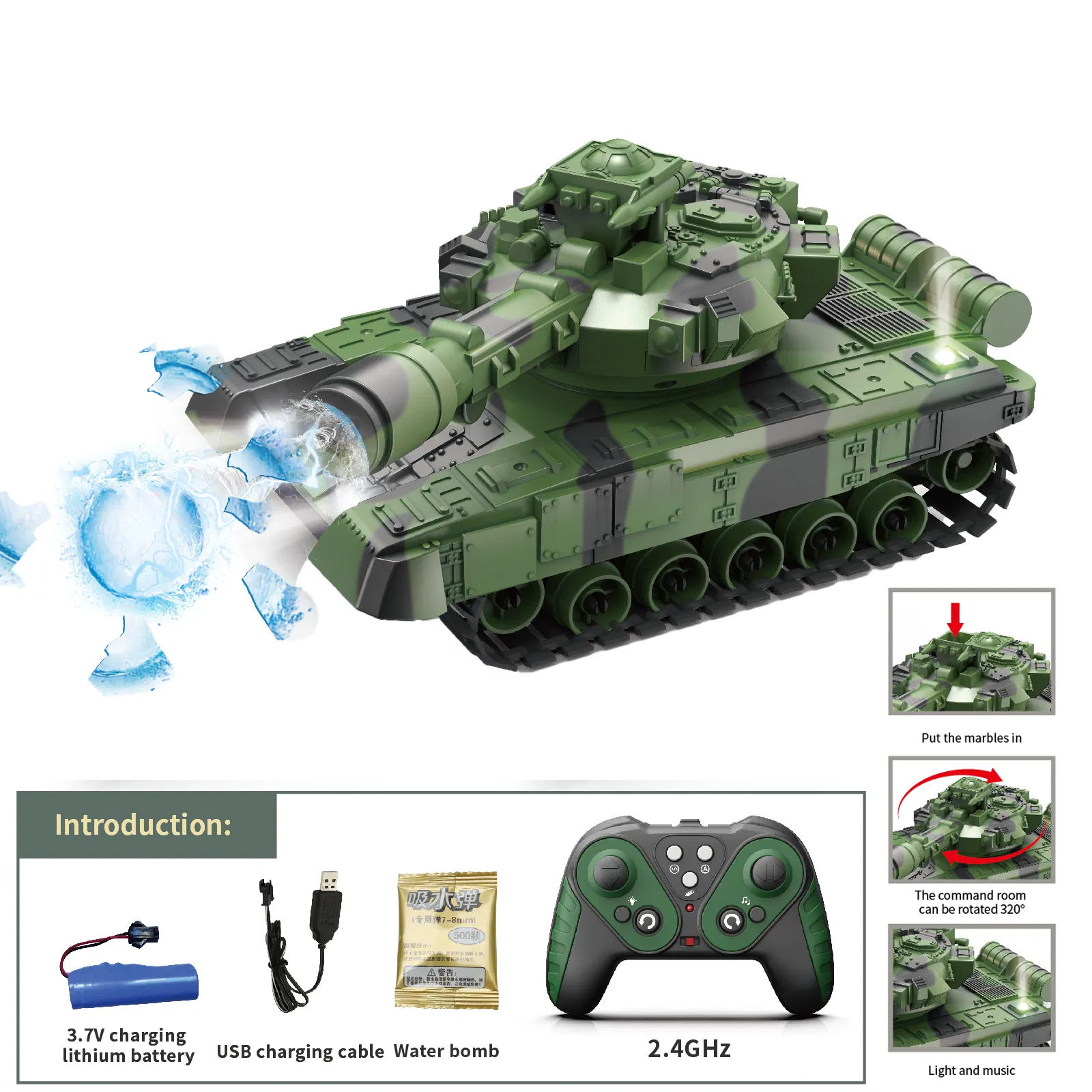 Hot Selling All Terrain Remote Control Crawler RC Tank Car Toy with Shooting