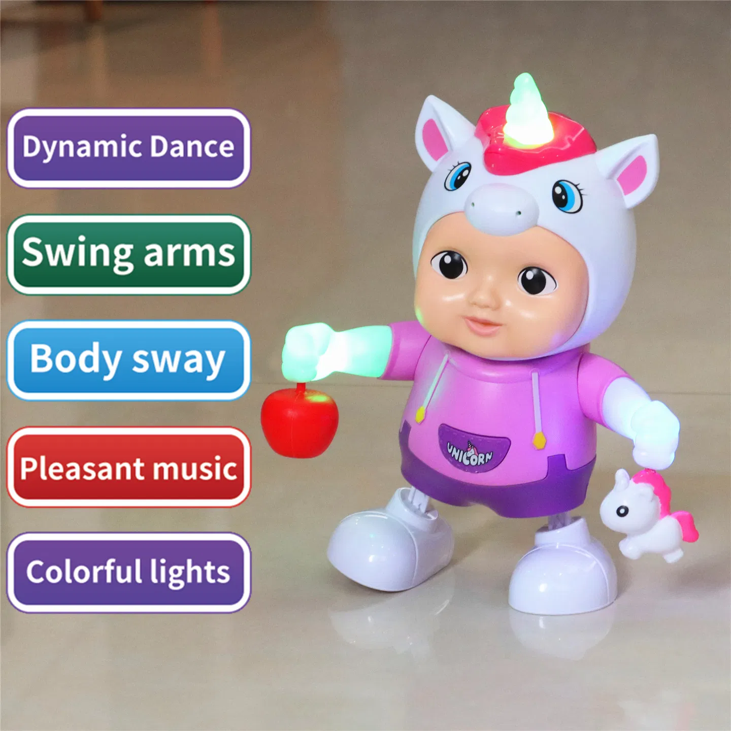 15+ Years Factory Dancing Unicorn Baby Toy with LED and Music Electric Walking Unicorn Doll for Kids