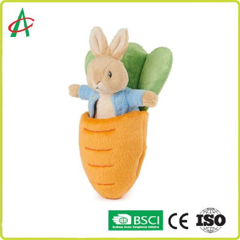 Brown Rabbit with Carrot Plush Playset Bunny Stuffed Animal for Kid