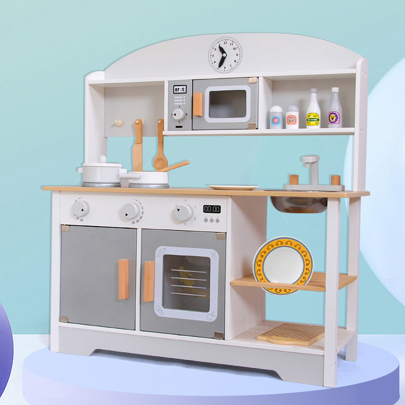 Solid Wood Children's Pretend Cooking Play Set Kitchen Toy