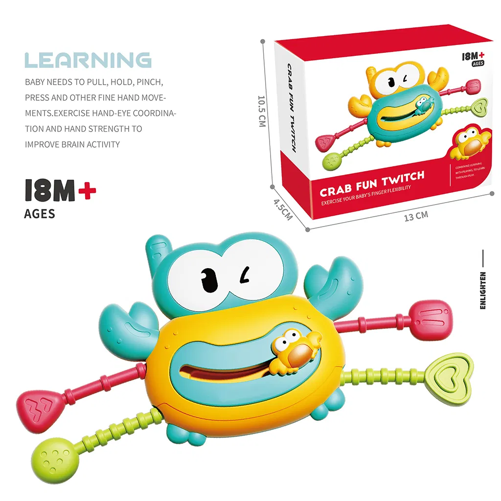 Baby Learning Early Education Toys Finger Crab Push Fun Rotating Hand Rattle Grasping Kids Toy