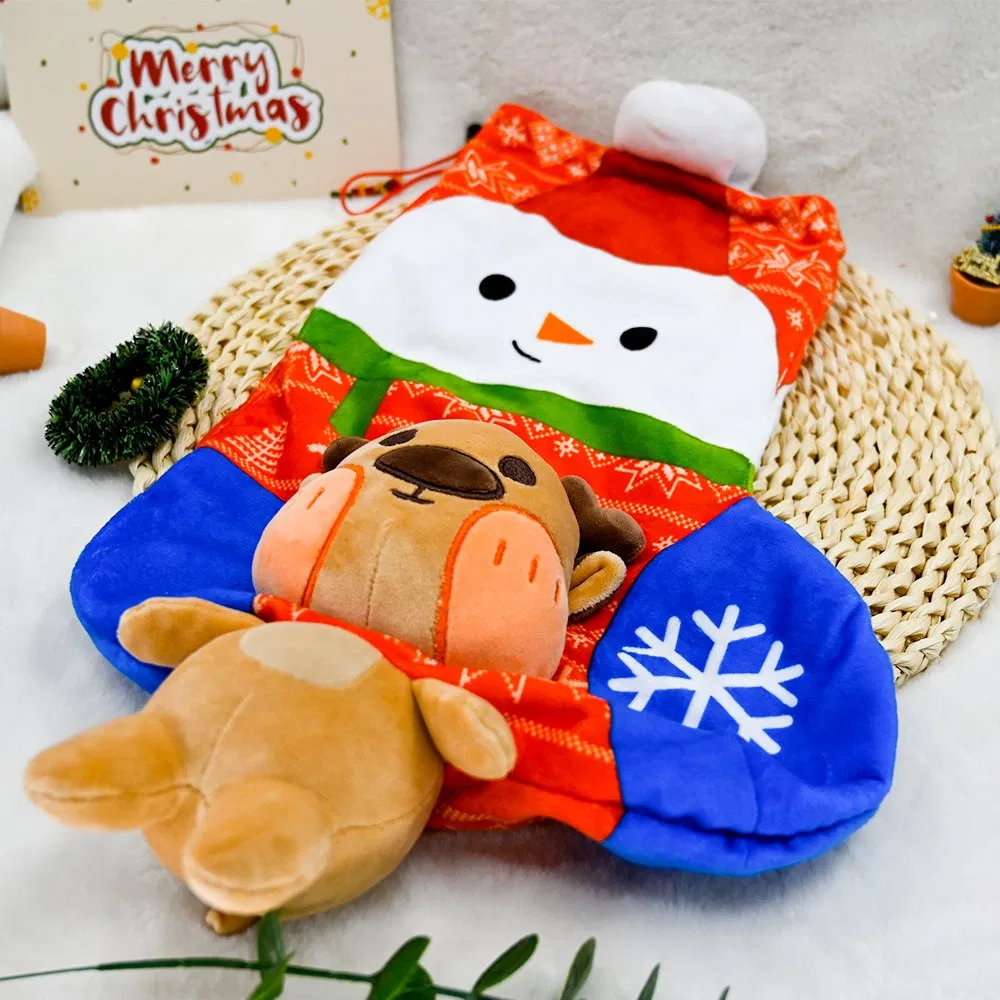 Customized Plush Pouch Bags Christmas Decorative Socks Stuffed Elk for Holiday Gift Bags Pendants