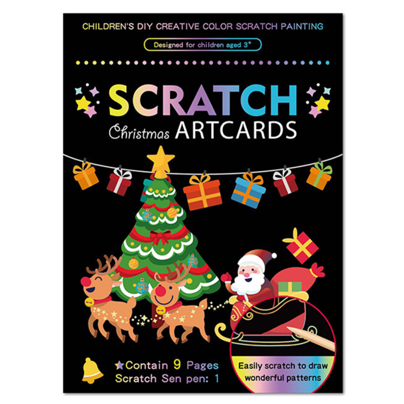 Christmas Series Art Cartoon Scratch Card DIY Handmade Creative Colorful Painting Toy