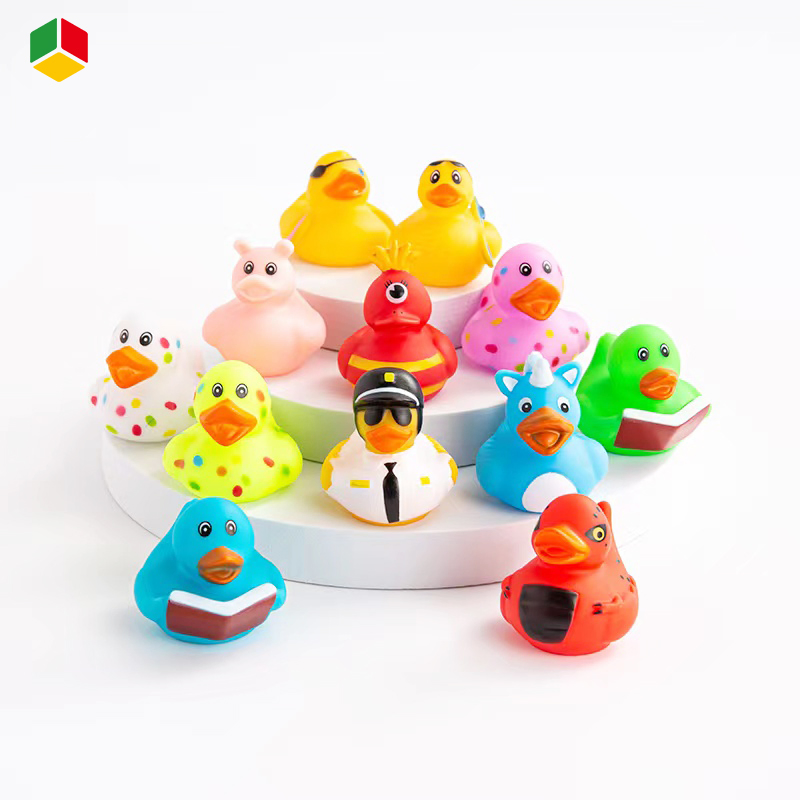 QS Duck Bath Toy Animal Set Colorful Floating Rubber Duck Borong Toys Mixed Floating Rubber Toys for Kids Duck Shape Yellow