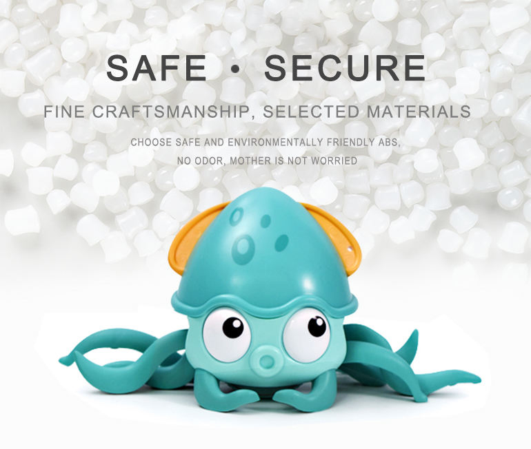 Plastic Electric Music Light up Induction Crawling Walking Octopus Baby Bath Moving Toy Animal