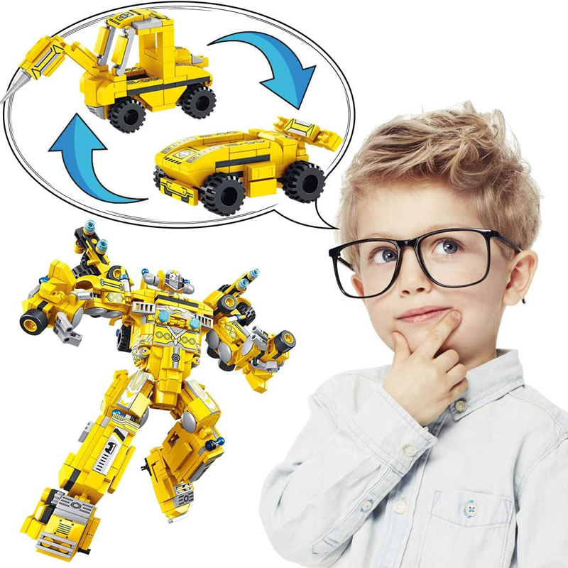 723 PCS Robot Building Kit 8-in-1 Kids Model Engineering Construction Vehicle Sets Stem Learning Building Bricks