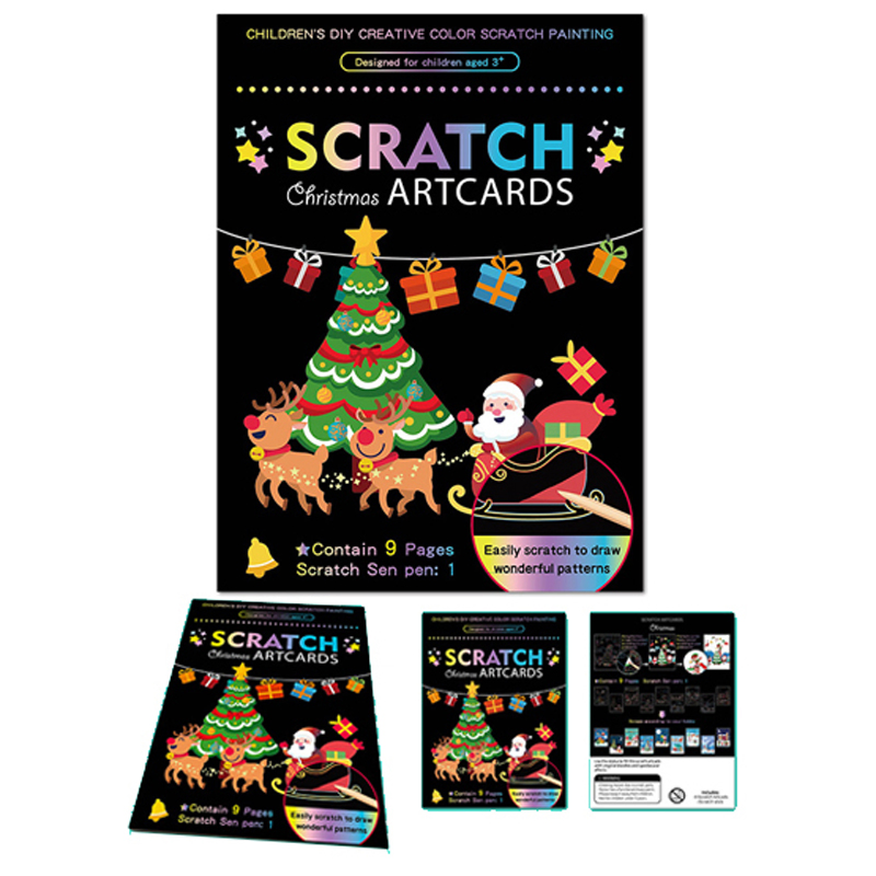 Christmas Series Art Cartoon Scratch Card DIY Handmade Creative Colorful Painting Toy