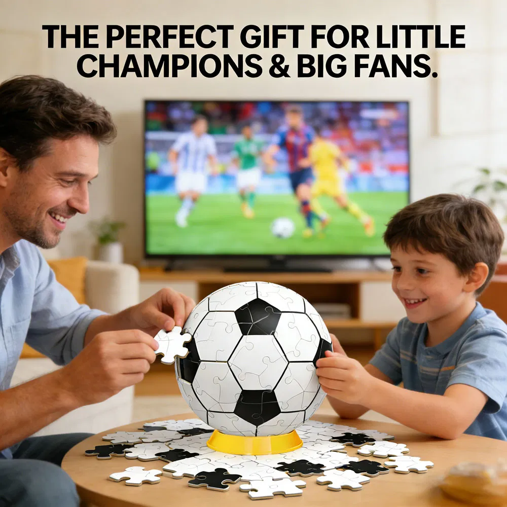 60PCS DIY Building Football Toy 3D Soccer Ball Puzzle Toys with 13 Color Remote Light Educational Gift for Kids Fans Home Decor