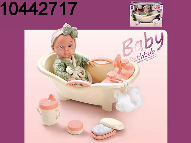 Baby Doll Bath Set with Bathtub, Doll Clothes, 5 PCS Doll Accessories, 12 Inch Doll Pretend Play Toys Gift Set for 3+ Years Old Kids Girl (10442733)