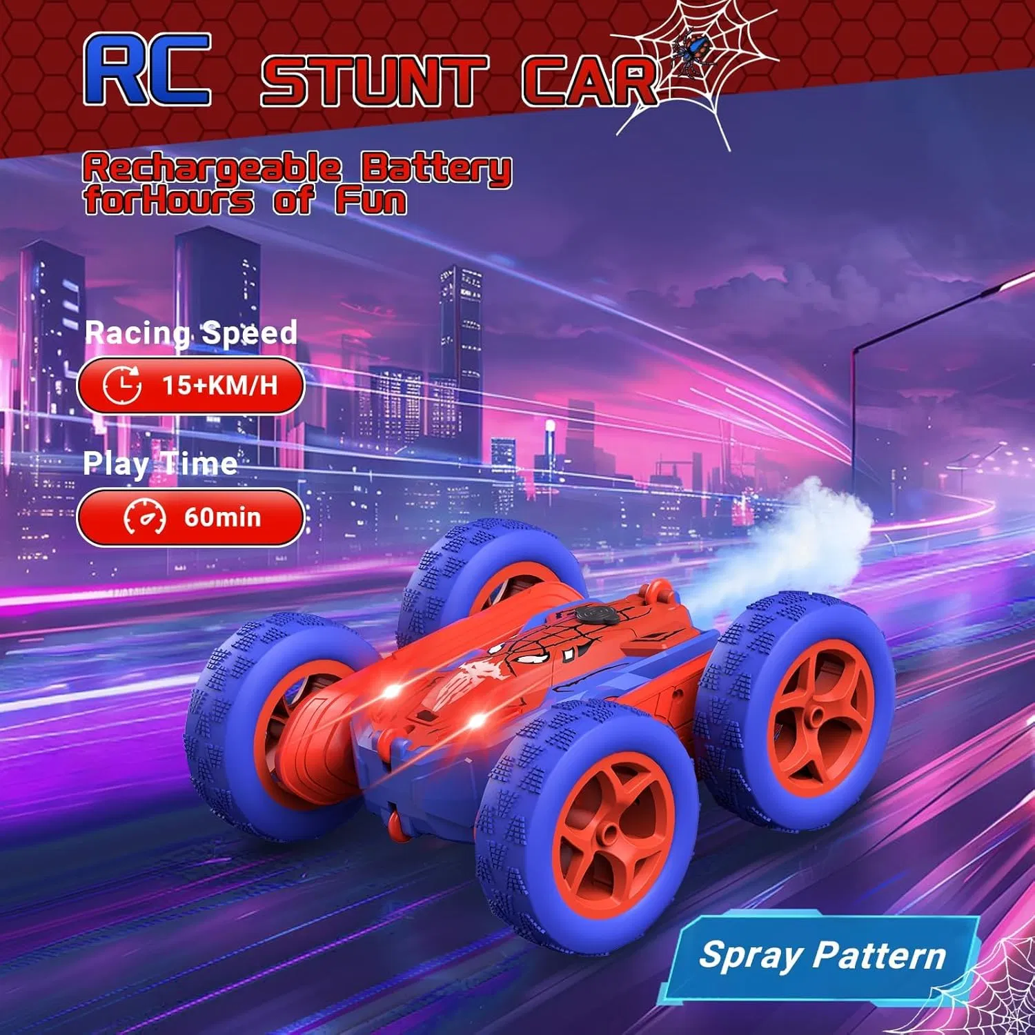 Wholesale Remote Control Spider Car, Double Sided 360° Rotating 4WD RC Cars Toys 2.4GHz Electric Rechargeable Race Stunt Cars Birthday Halloween Christmas Gift