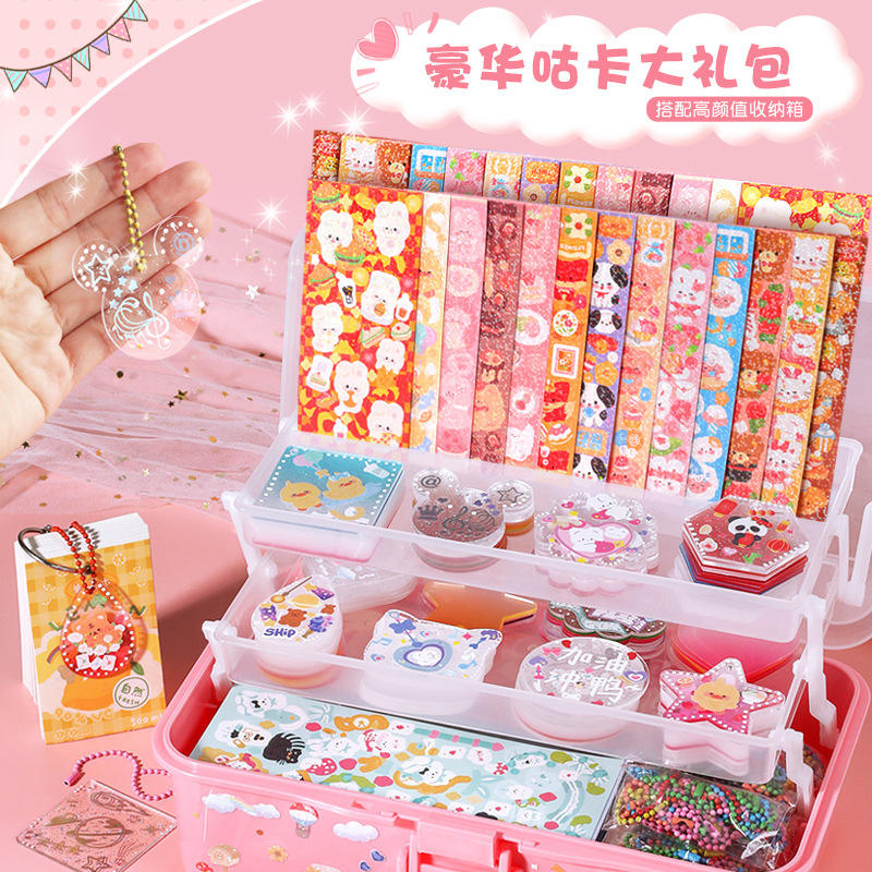 Birthday Gift Box for Girls - Creative Sticker Art Set with Fire-Themed Paint Cards DIY Paste Craft Kit, Party Favors, Arts &amp; Toys for Kids Ages 5-8