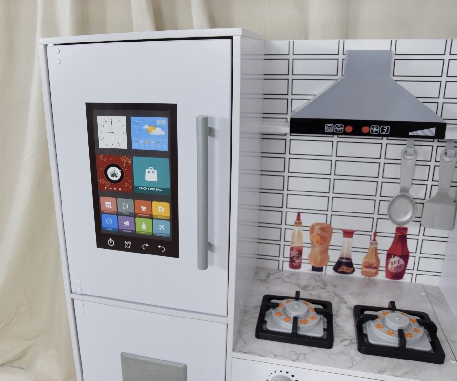 Corner Play Kitchen Wooden Playset Toy with Lights and Sounds