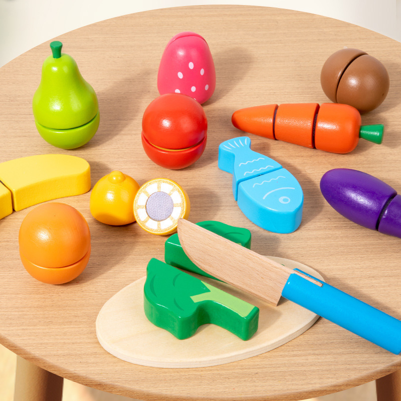 New Baby Early Learning Grip-and-Hold Fruit Vegetable Realistic Food Toy Wooden
