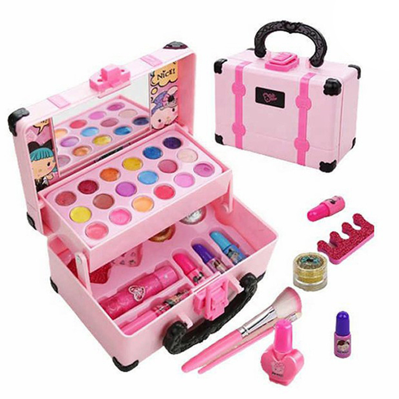New Arrive Kids Toy Plastic Toy Pretend Play Mini Makeup Kit Set with Beauty Carry Case Toys