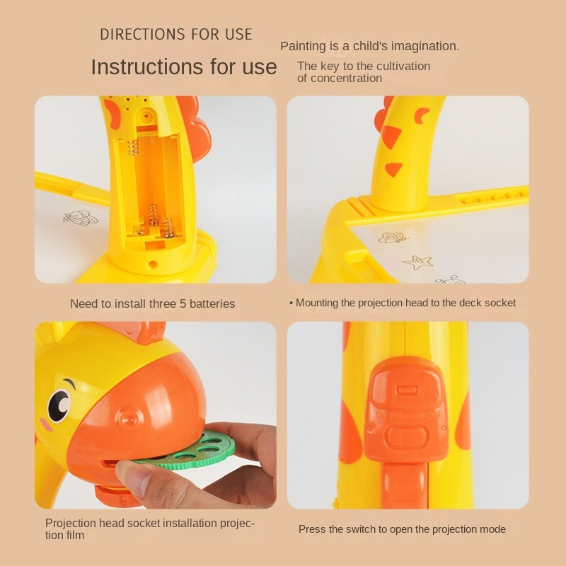 AiJH Children's Electric Light Music DIY Projection Drawing Board Erasable Plastic Toy Early Education Toy Graffiti Board Projected Toys