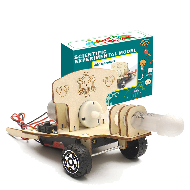 Education Toys DIY Wooden Air Cannon Children Handmade Building Model Toys Stem Fun Science Experiment Kit for Kids Gift