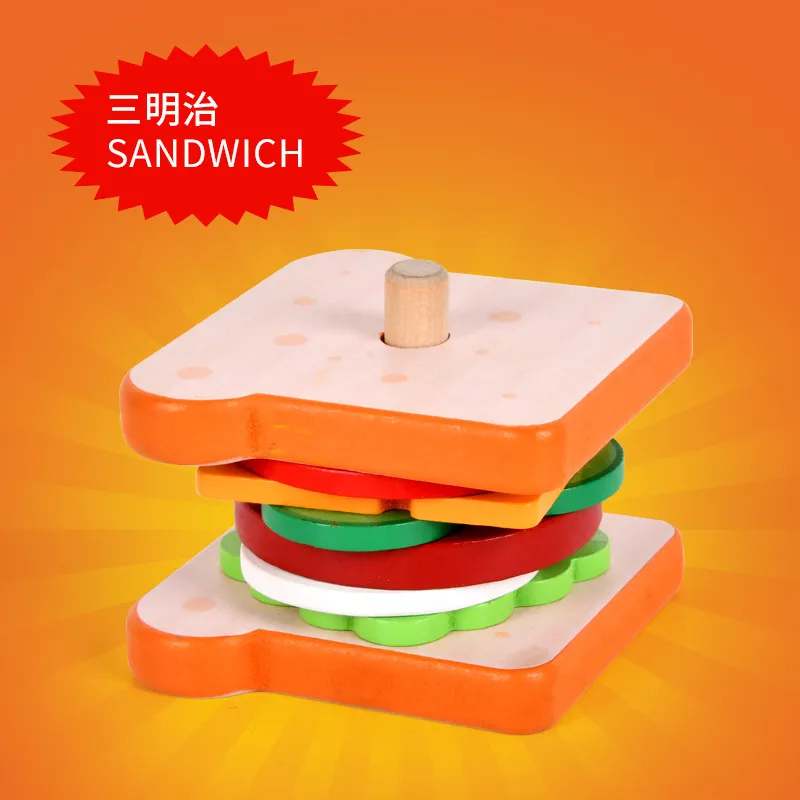 Wooden Hamburger Sandwich Toy 2
