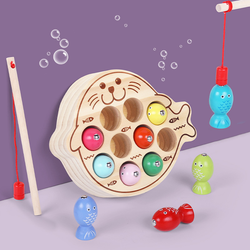 Eco-Friendly Magnetic Cat Fishing Game - Wooden Toddler Educational Toy