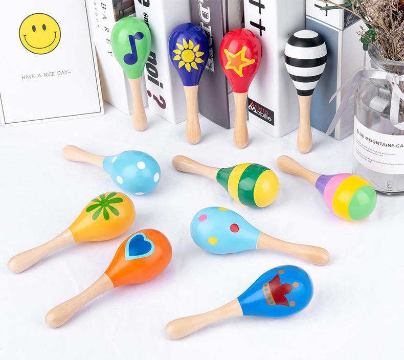 Wood Toddler Montessori Educational Baby Toys Musical Maracas